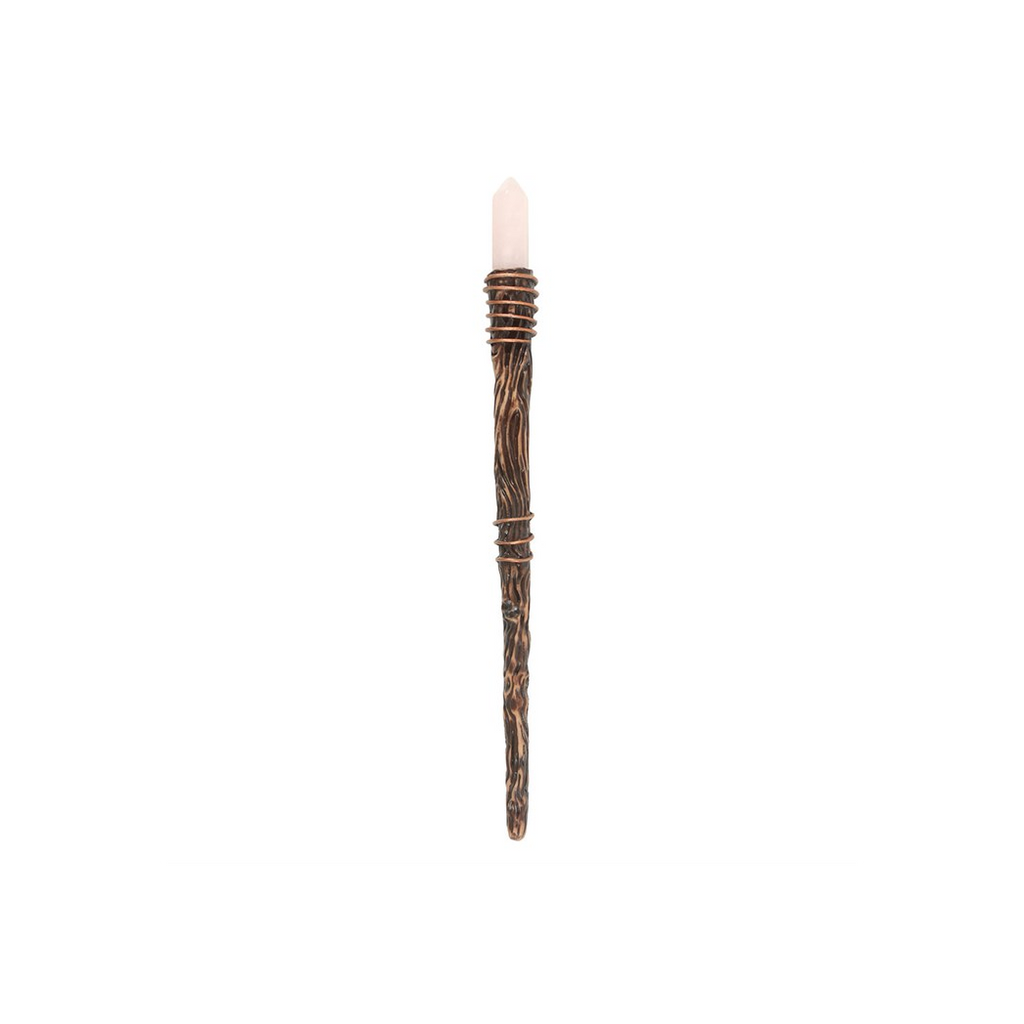 Thin Romance Rose Quartz Crystal Wand