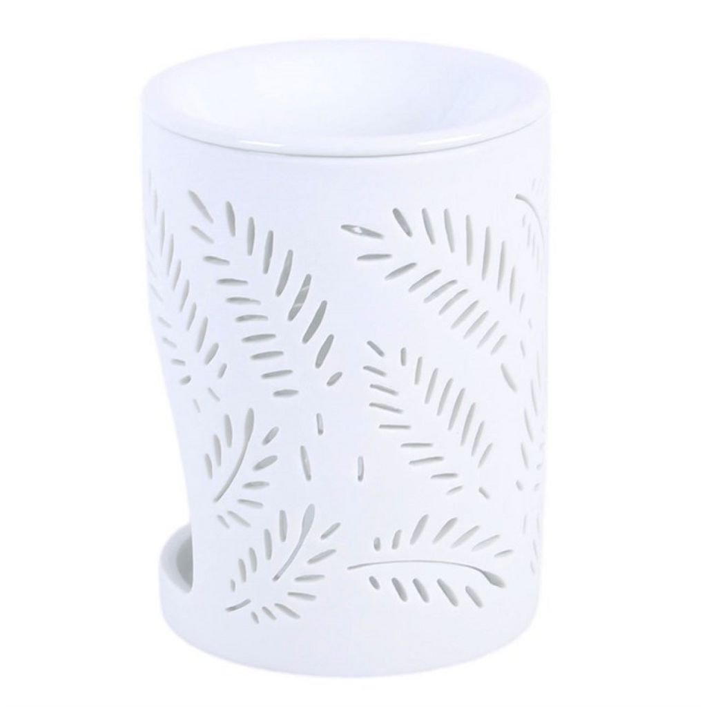 White Leafy Fern Cut Out Oil Burner and Wax Warmer