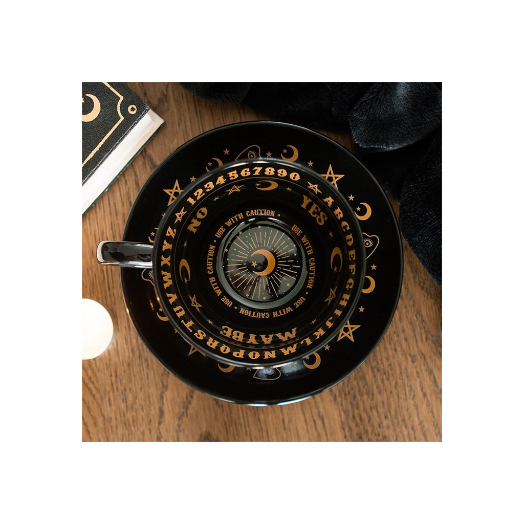 Black Talking Board Teacup and Saucer