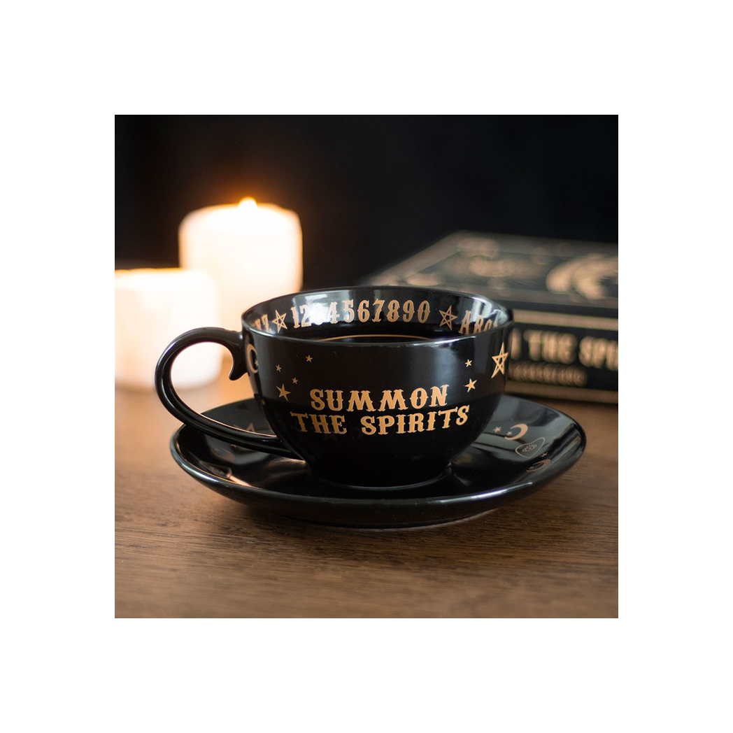 Black Talking Board Teacup and Saucer