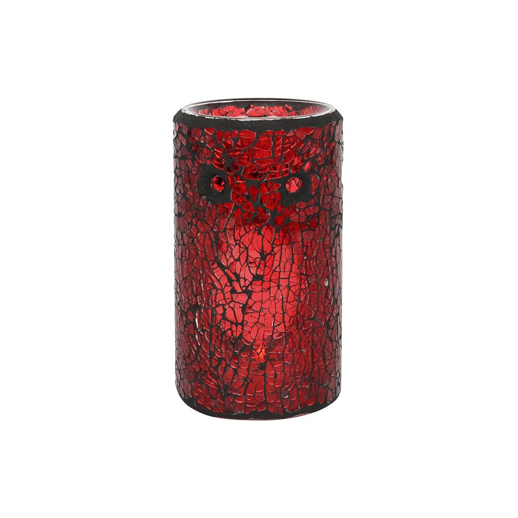 Red Pillar Crackle Glass Oil Burner and Wax Warmer