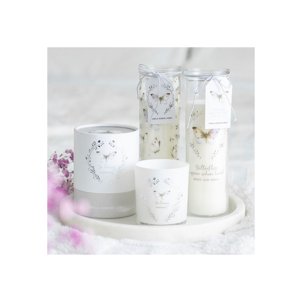 In Loving Memory White Butterfly Vanilla Candle