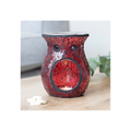 Large Red Crackle Glass Oil Burner and Wax Warmer
