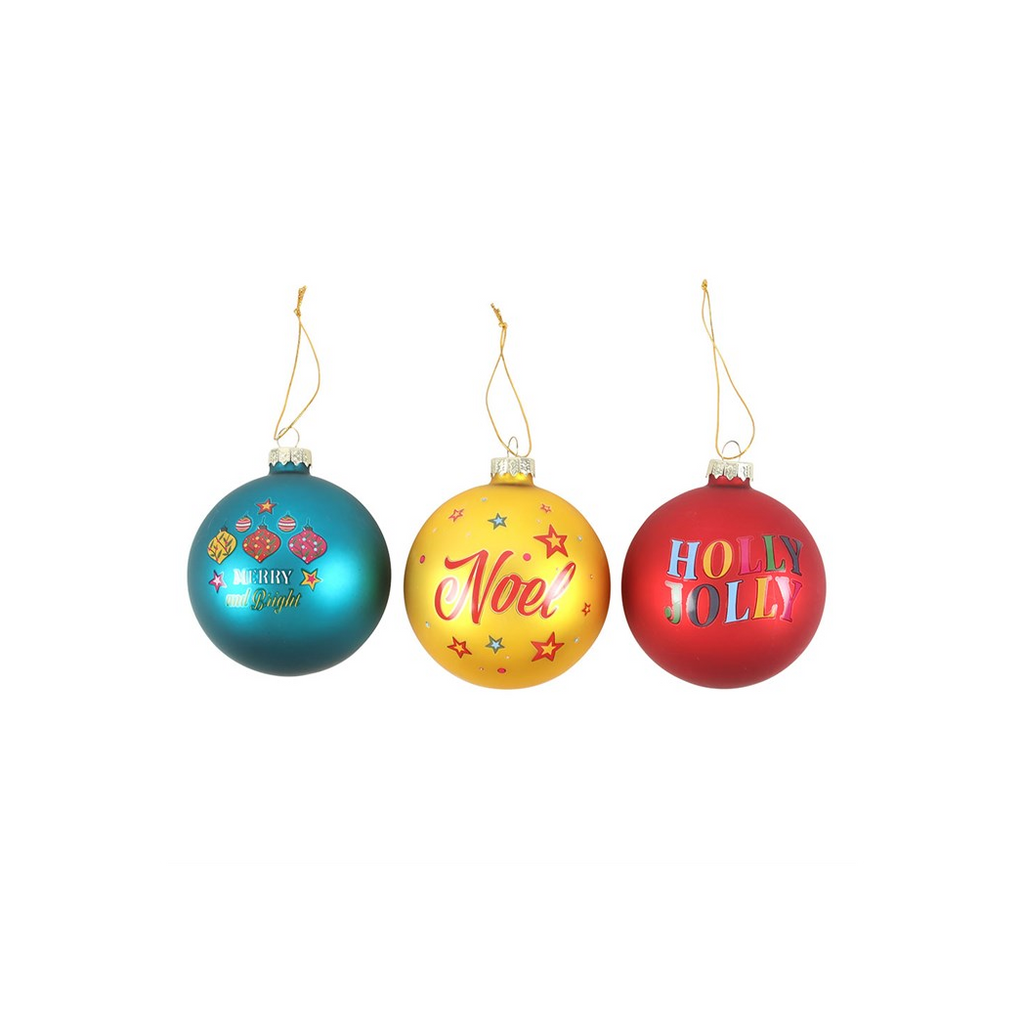Set of 3 Nostalgic Christmas Glass Baubles