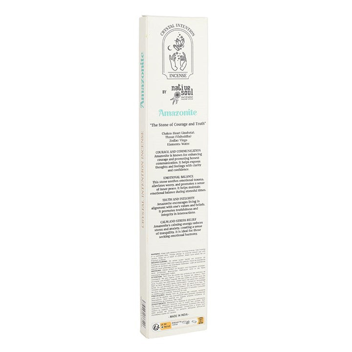 12 Packs of Native Soul Crystal Intentions Incense with Amazonite Chips