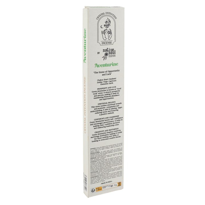 12 Packs of Native Soul Crystal Intentions Incense with Aventurine Chips