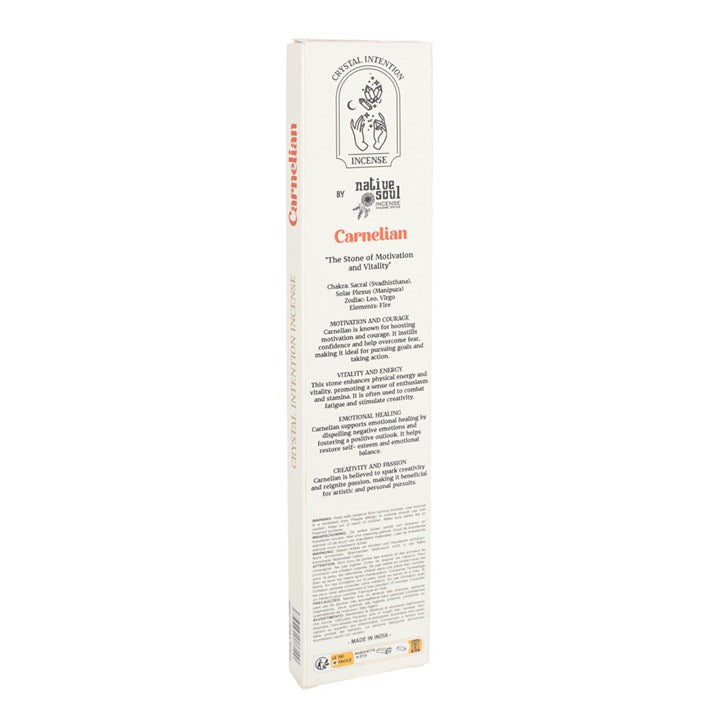 12 Packs of Native Soul Crystal Intentions Incense with Carnelian Chips