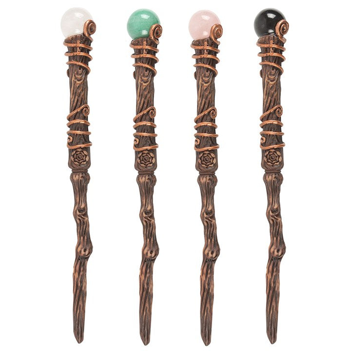 Set of 16 Crystal Wands with Pouches in Display