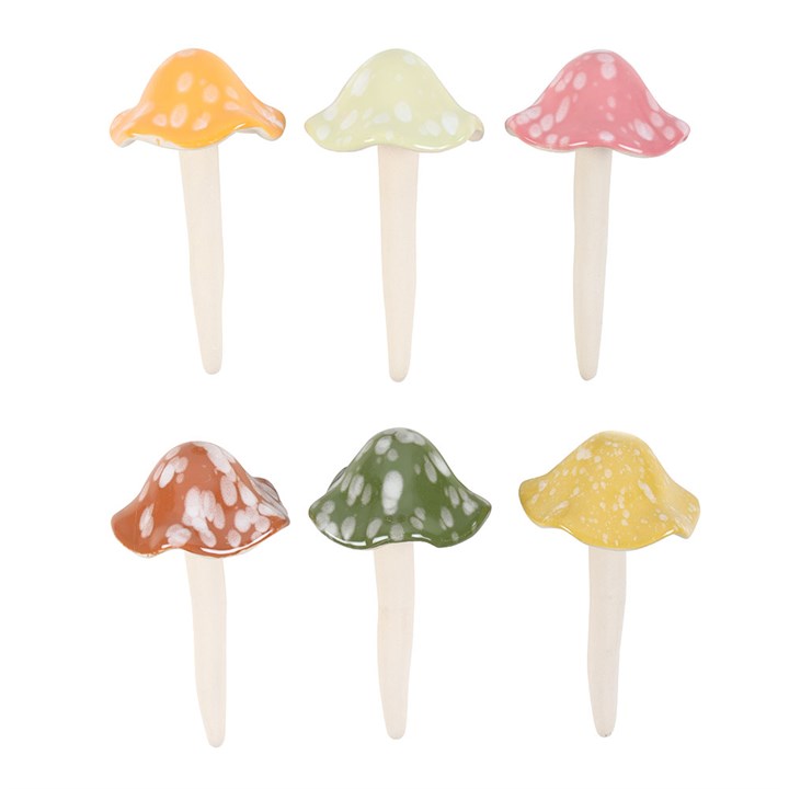 Set of 18 Mushroom Decorations in Display