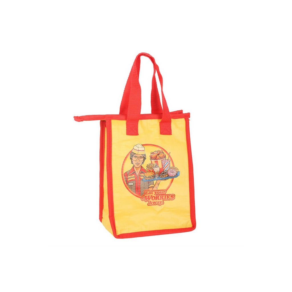 Eat Your Worries Lunch Bag by Steven Rhodes