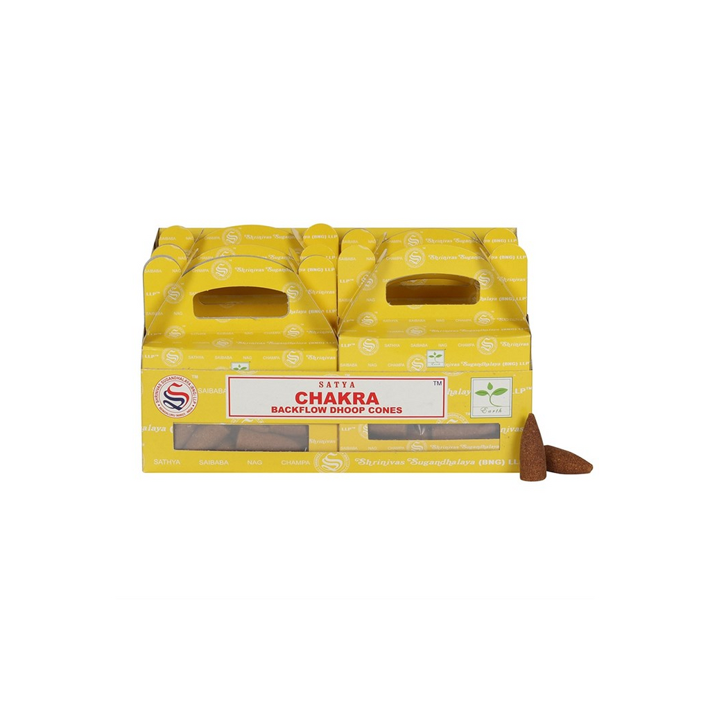 Set of 6 Packets of Chakra Backflow Dhoop Cones by Satya