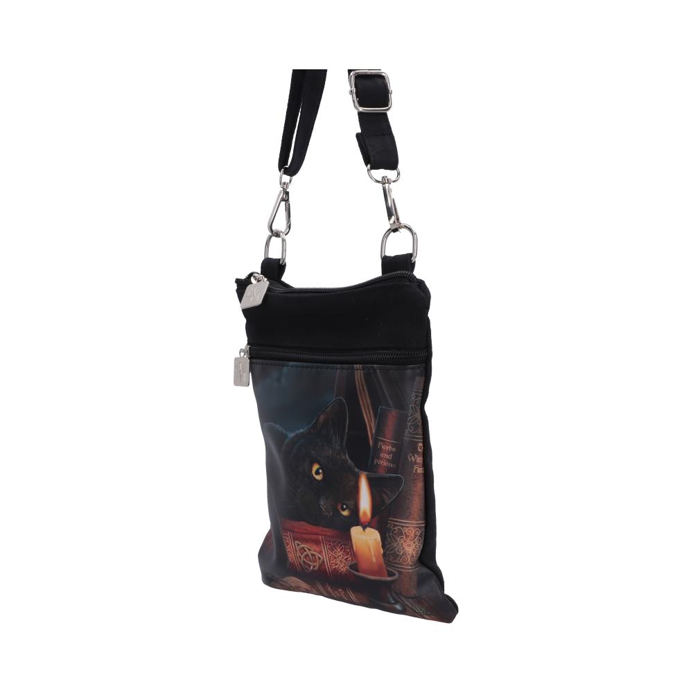 Small The Witching Hour Fantasy Witch Cat Shoulder Bag by Lisa Parker