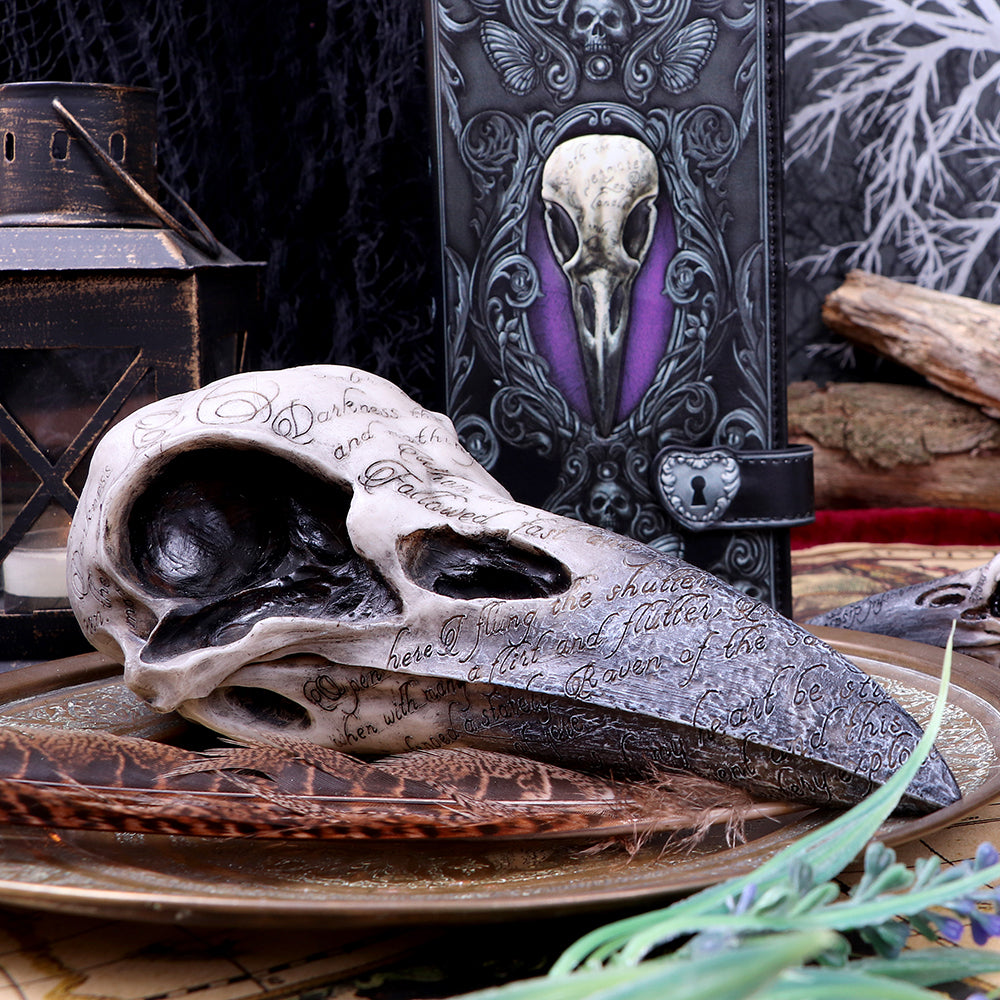Edgar's Raven Skull Figurine Edgar Allen Poe Ornament