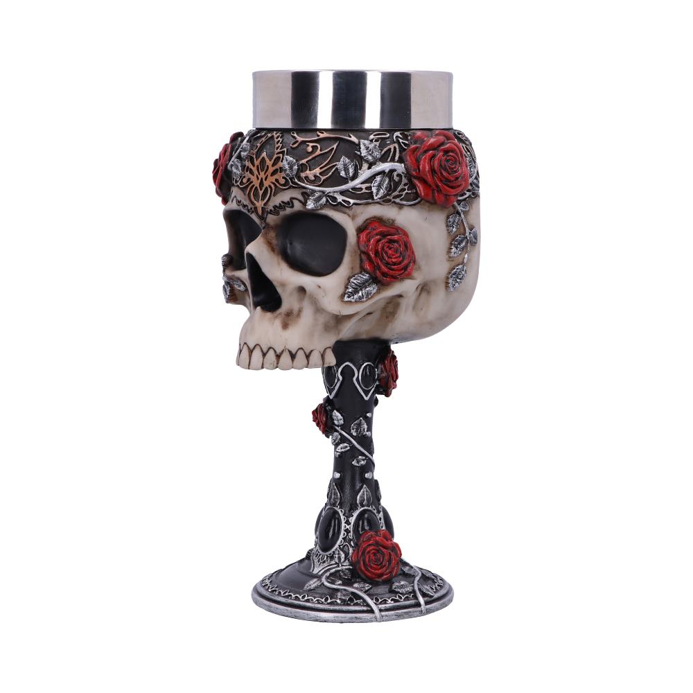 Gothic Roses Goblet Skull Horror Roses Wine Glass