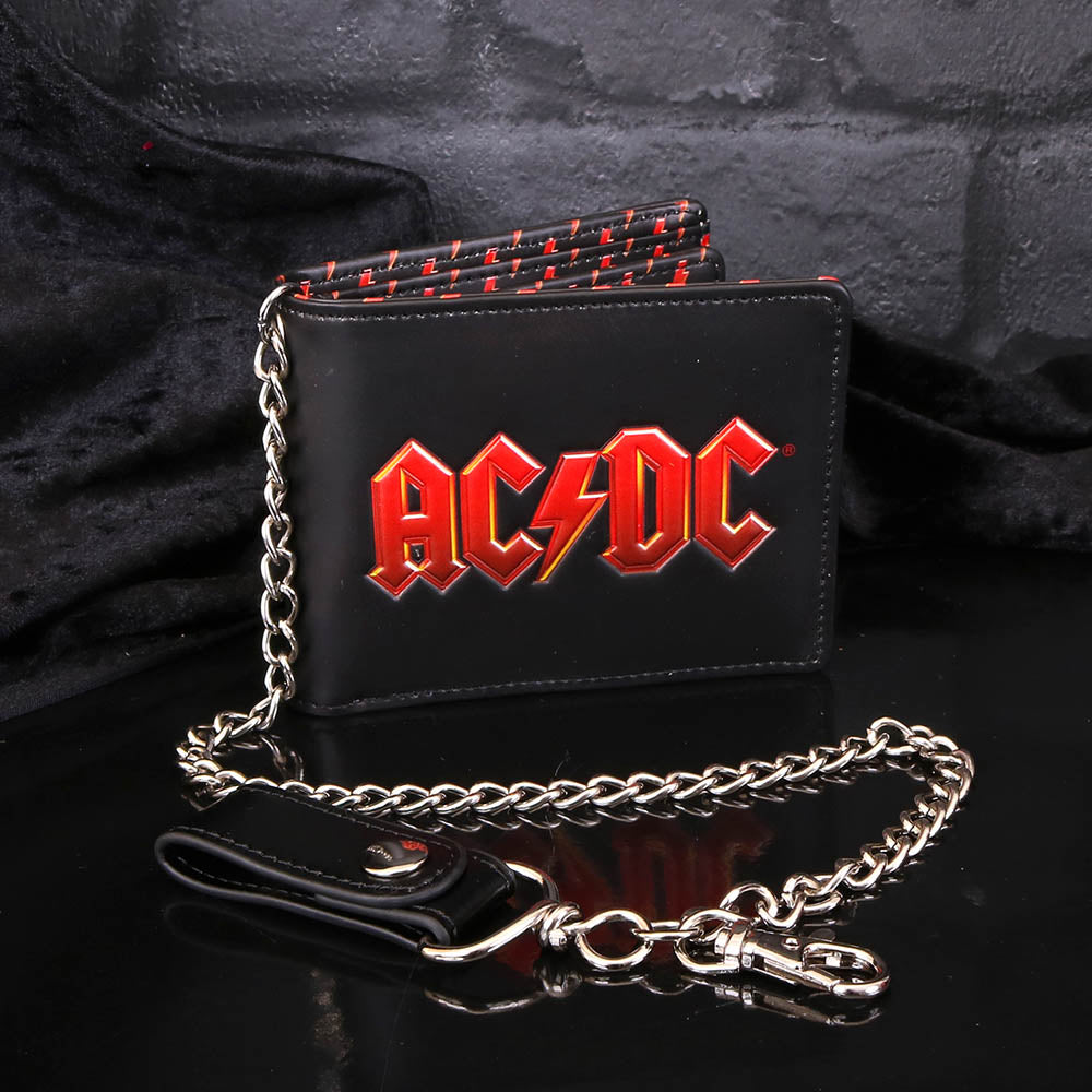 AC/DC Logo Leather Lightning Chained Wallet Purse