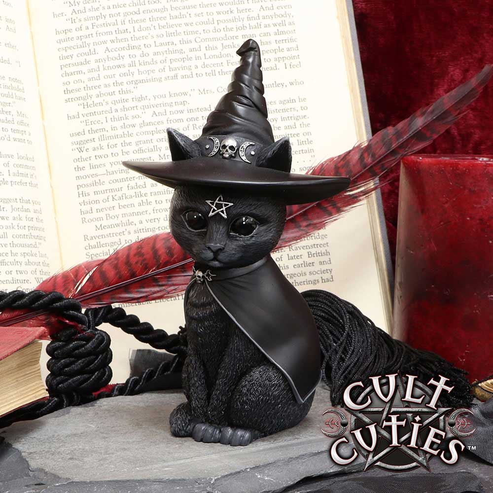 Purrah Witches Hat Occult Cat Figurine
