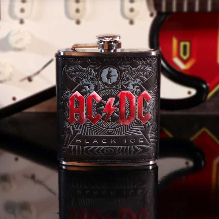 Officially Licensed AC/DC Black Ice Album Embossed Hip Flask