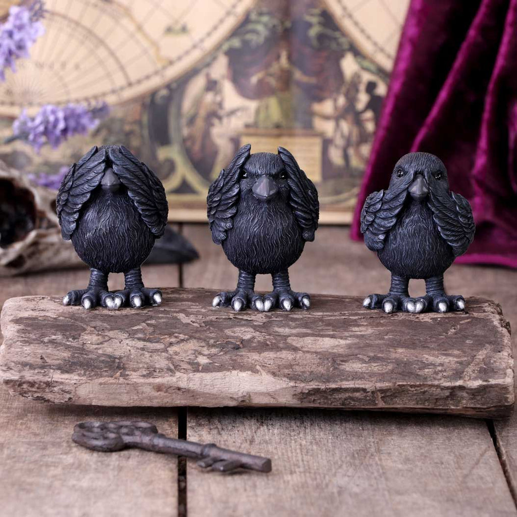 Three Wise Ravens Figurines 8.7cm