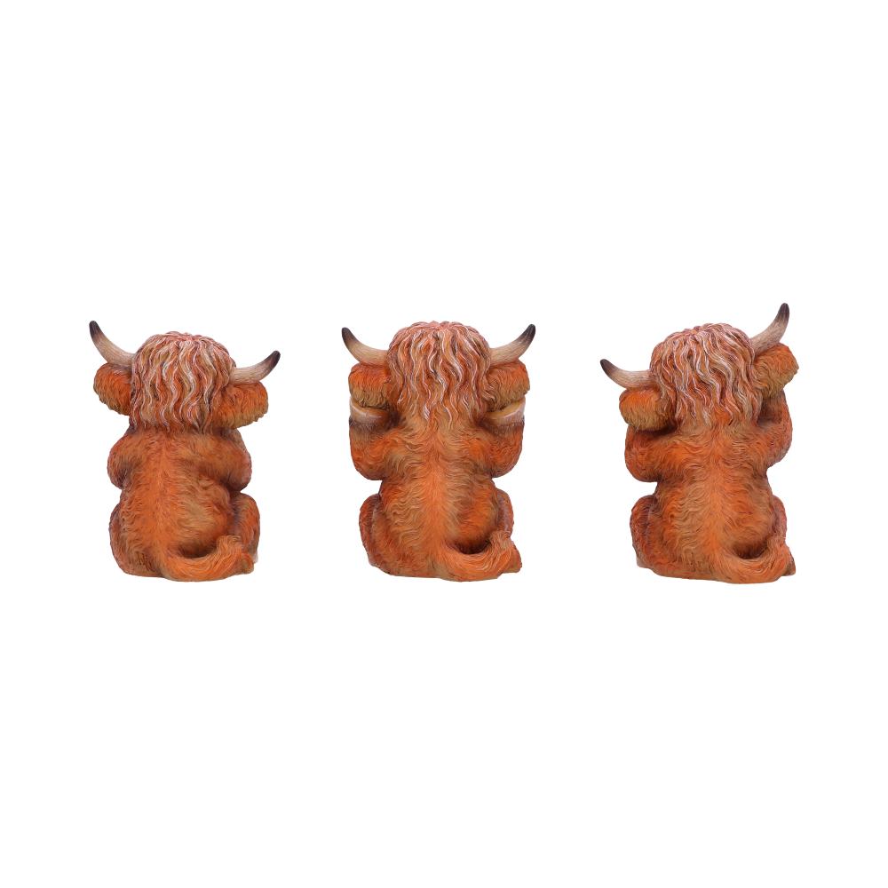 Three Wise Highland Cow Figurines 9.6cm