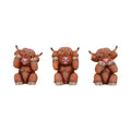 Three Wise Highland Cow Figurines 9.6cm