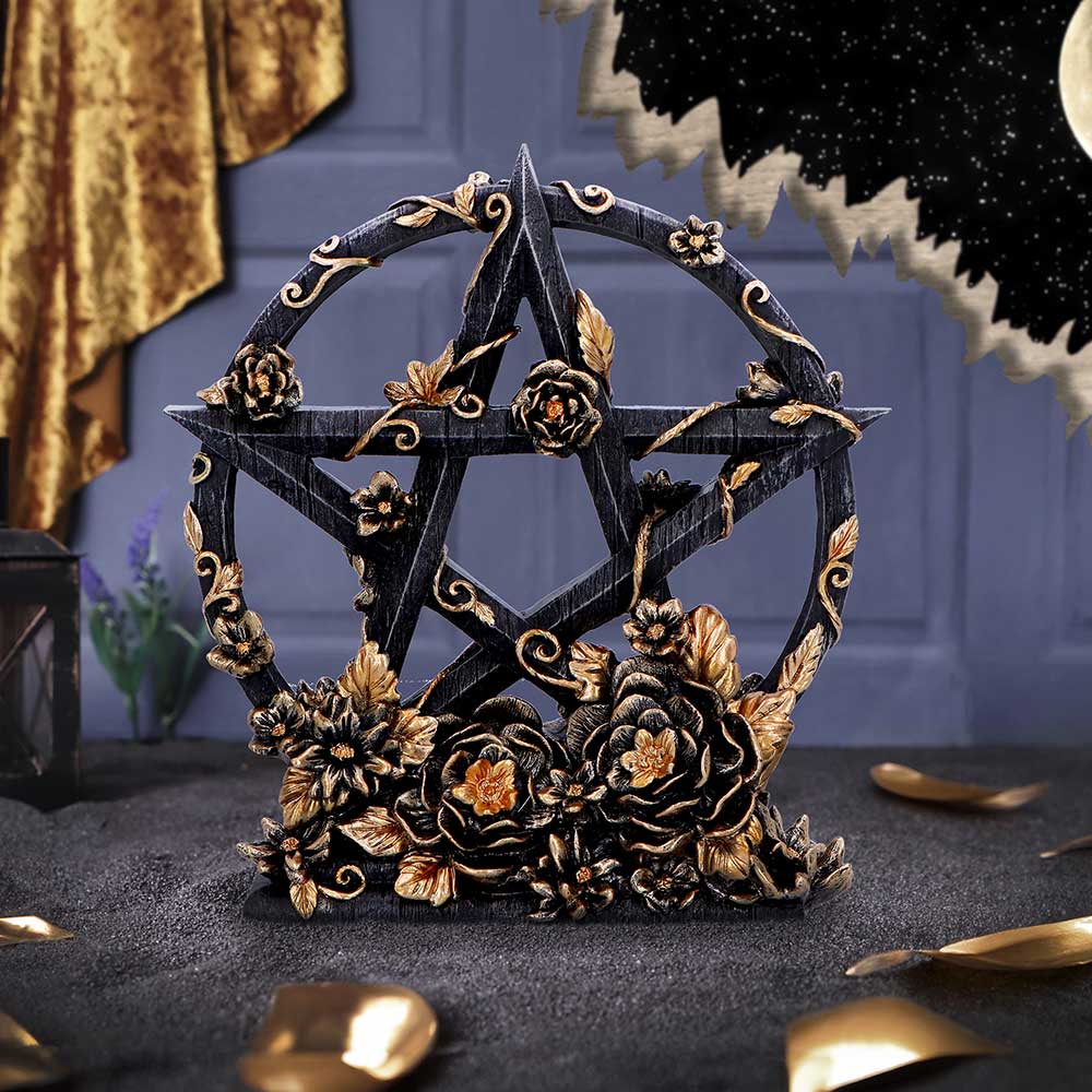 Dark Floral Decorative Pentagram Ornament