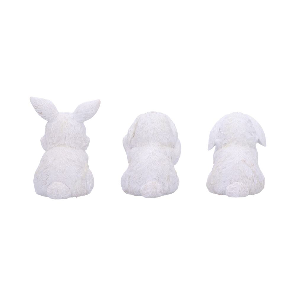 Three Wise White Bunny Figurines