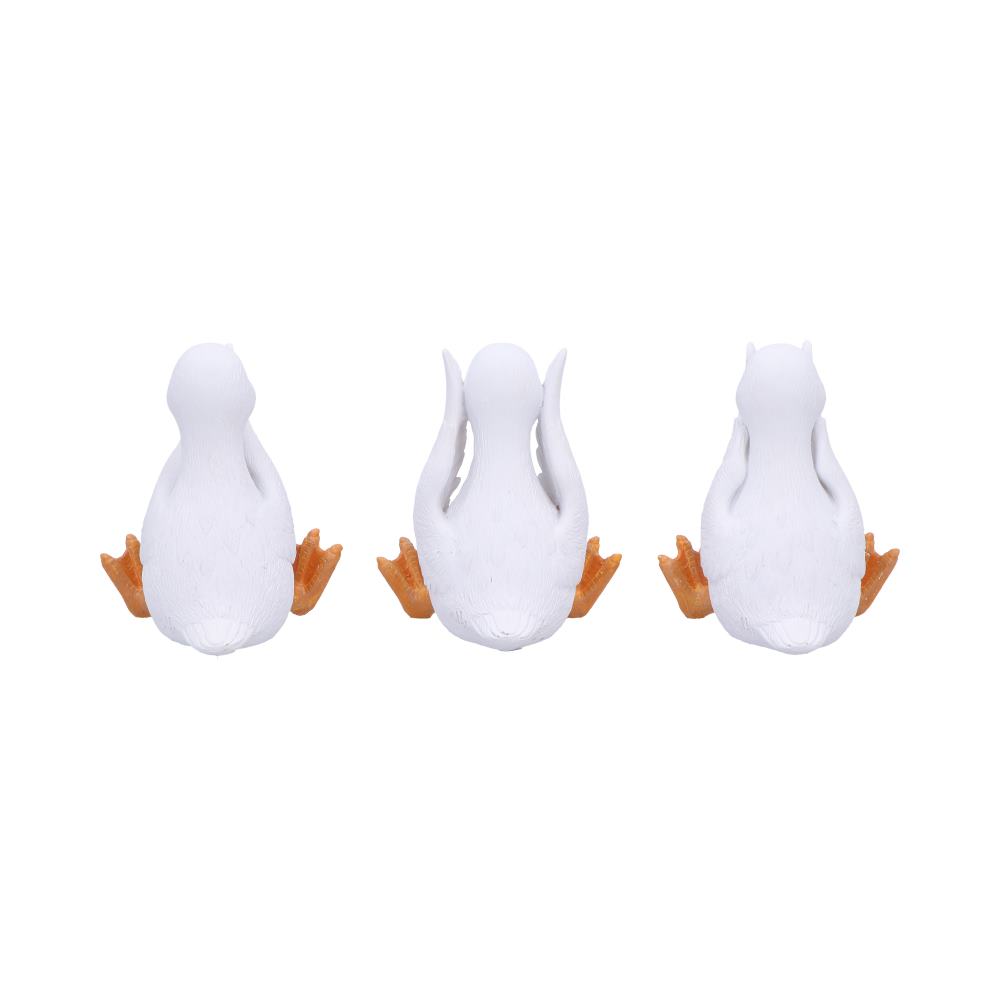 Three Wise Goofy Geese Figurines in See no, Hear no, Speak no evil poses