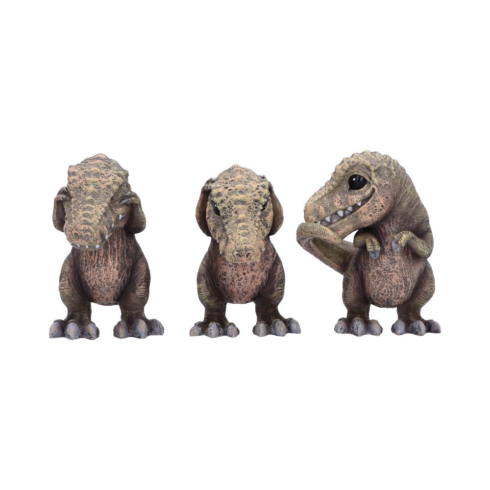 Three Wise See No, Hear No, Speak No,  Tyrannosaurus Rex Dinosaur Figurines