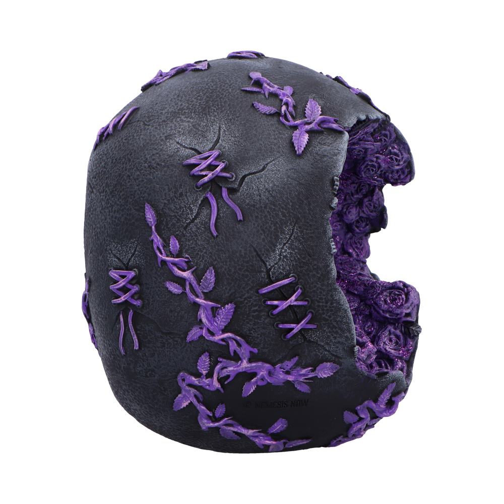 Rose Geode Skull Black and Purple Gothic Skull Figurine