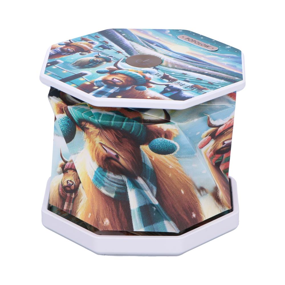 Winter Highland Cows Foldable LED Lamp 21cm