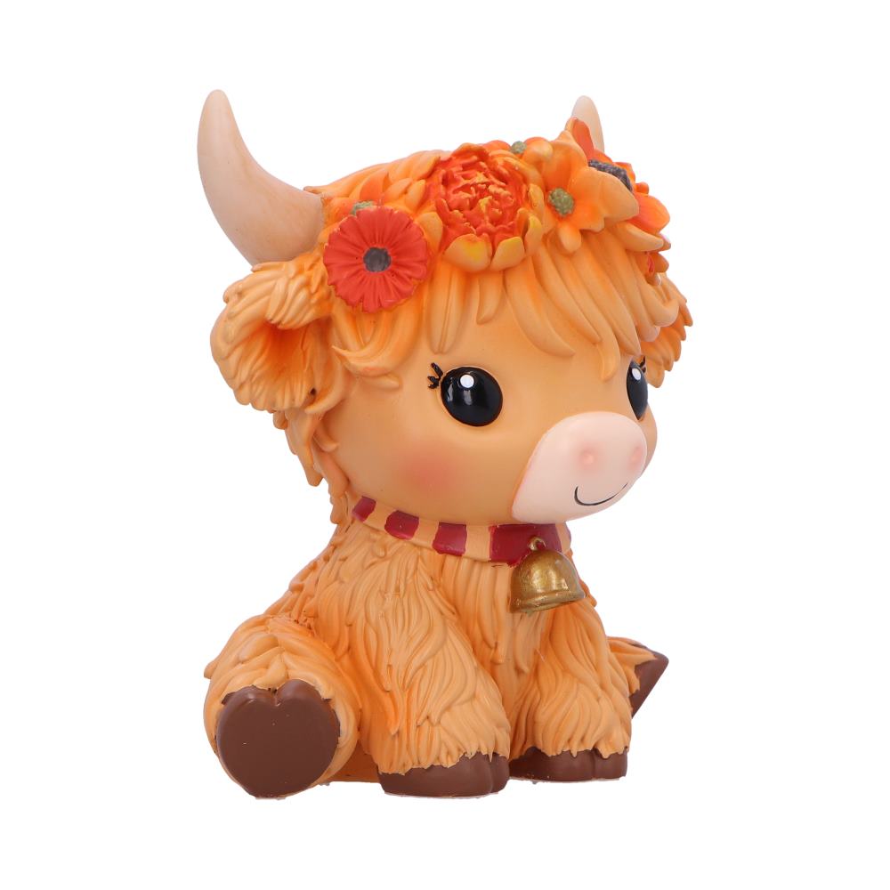 Marigold Orange Flower Cow Figurine 10.8cm