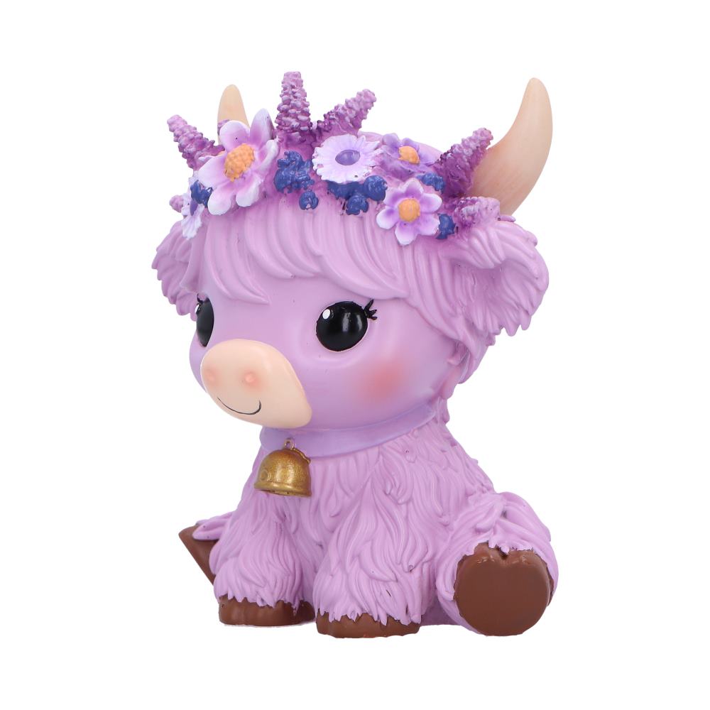 Hyacinth Purple Flower Cow Figurine 10.8cm