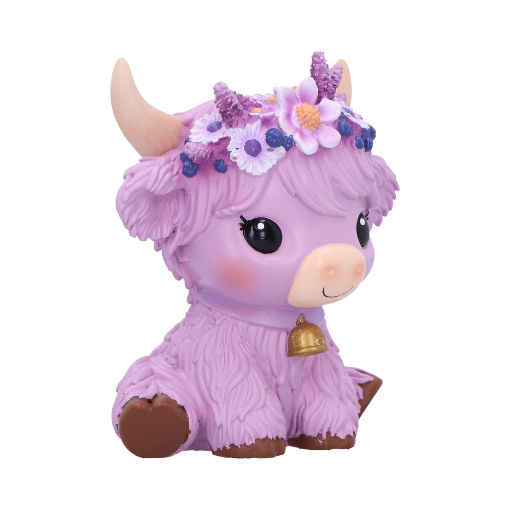 Hyacinth Purple Flower Cow Figurine 10.8cm