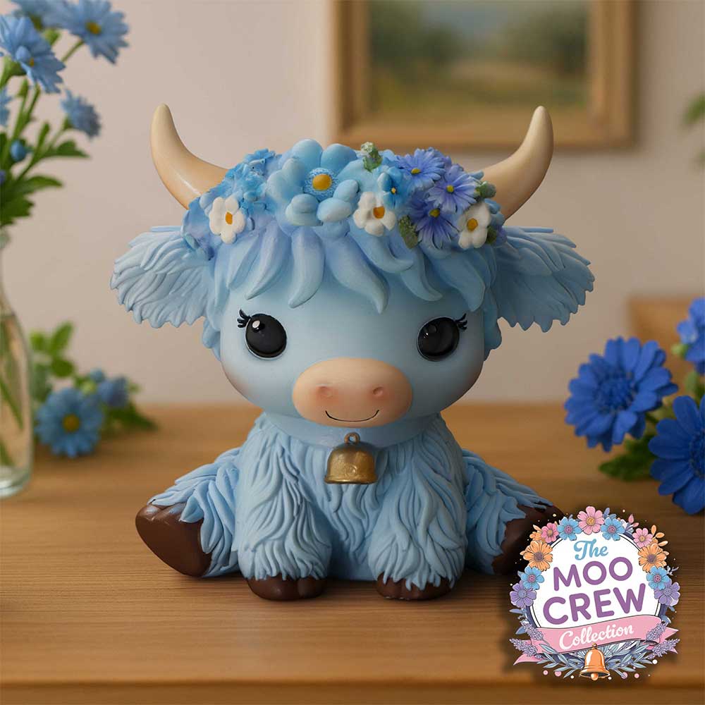 Bluebell Blue Flower Cow Figurine 10.8cm