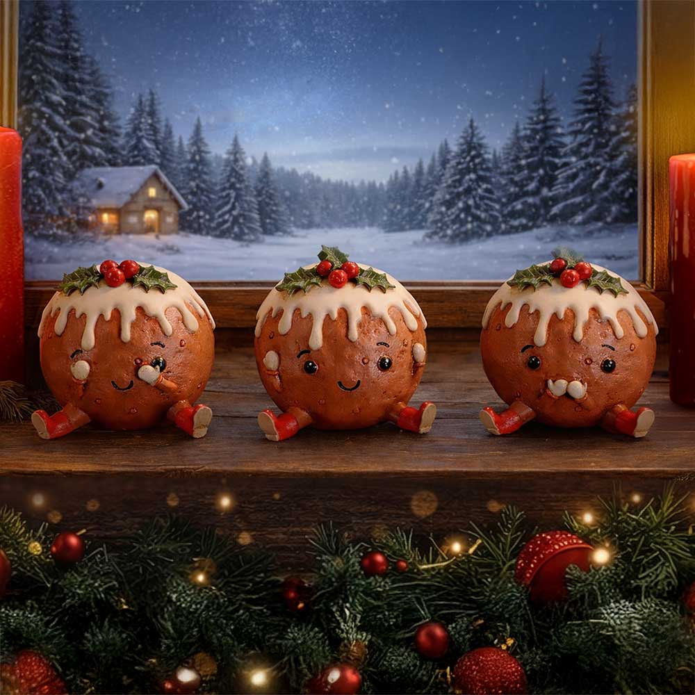 Three Wise Christmas Puddings 6cm