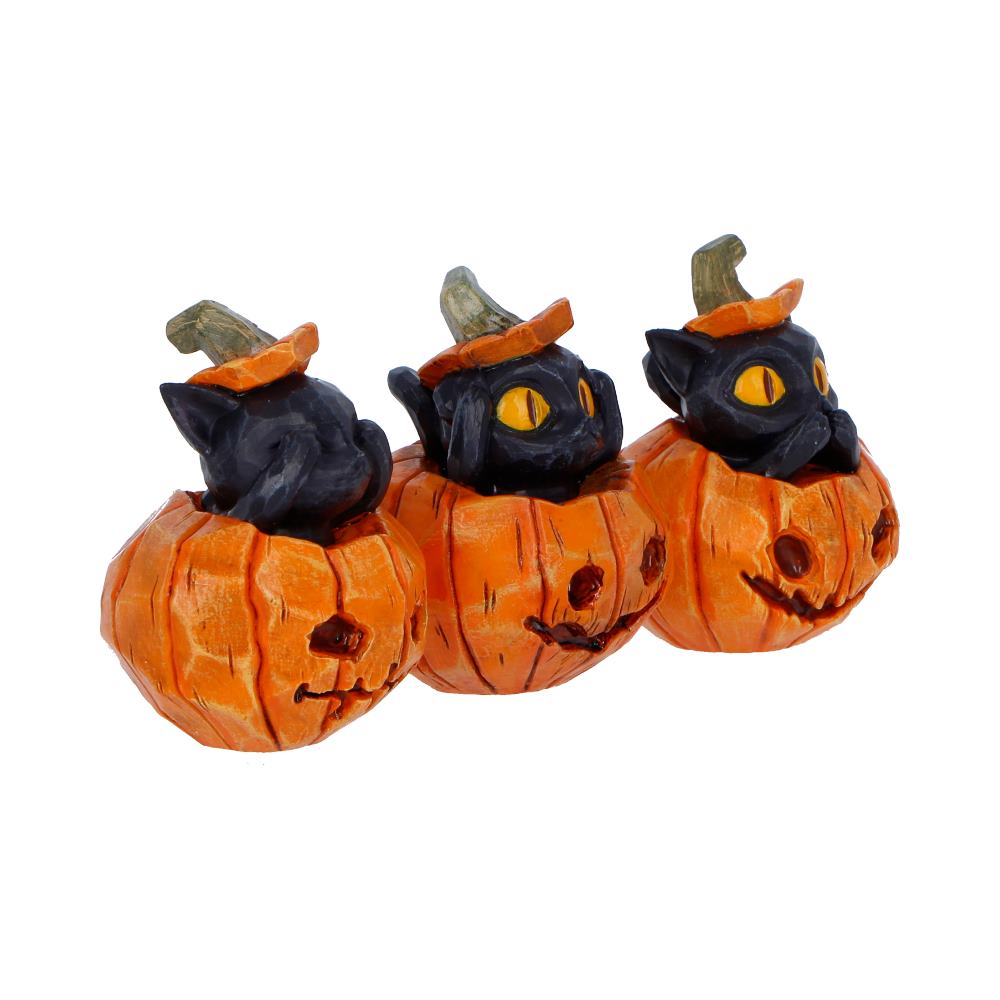 Three Wise Halloween Pumpkin Patch Cats 7.7cm