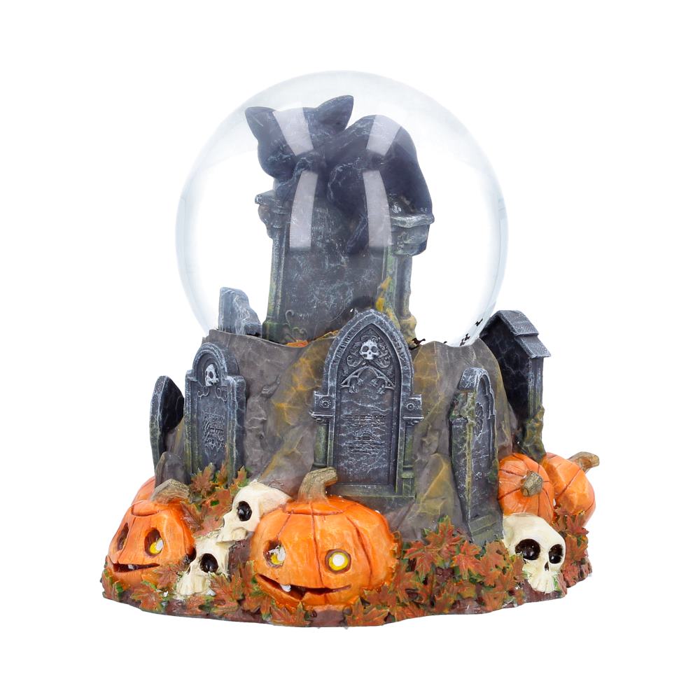 Pumpkin Patch Halloween Cat Snow Globe 15.4cm