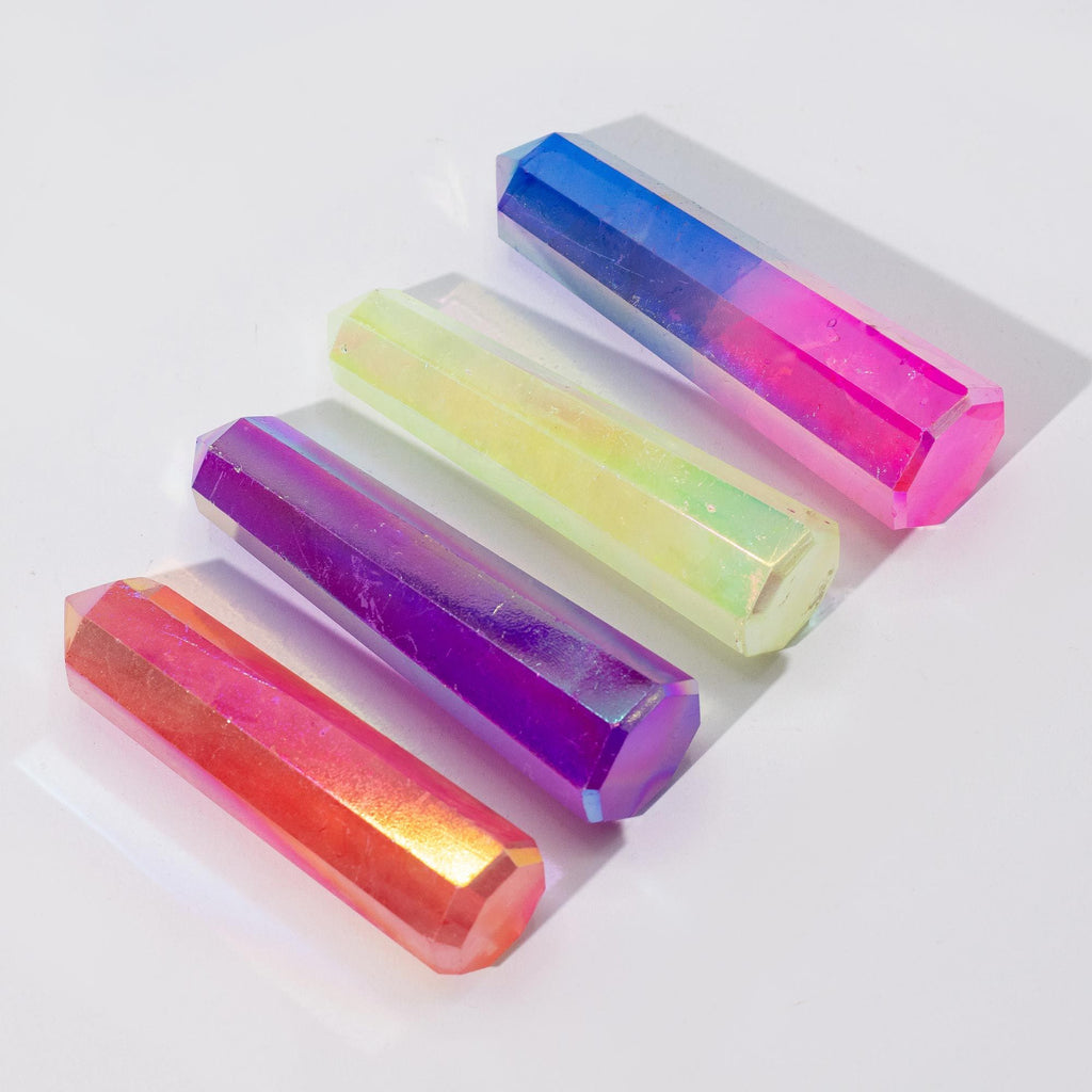 Gemstone Obelisk Point - Aurura Crystal Quartz - Purple - approx 9cm