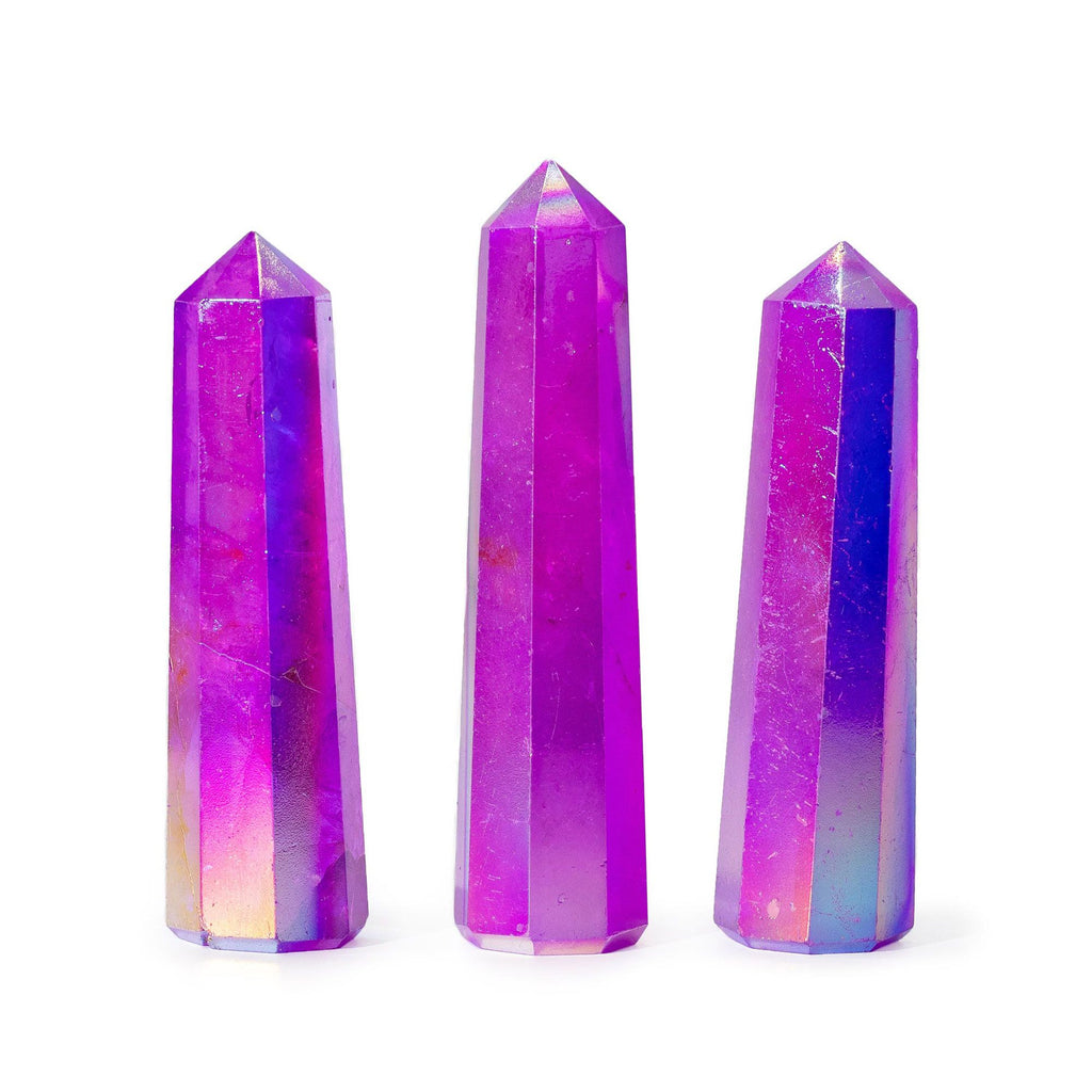 Gemstone Obelisk Point - Aurura Crystal Quartz - Purple - approx 9cm