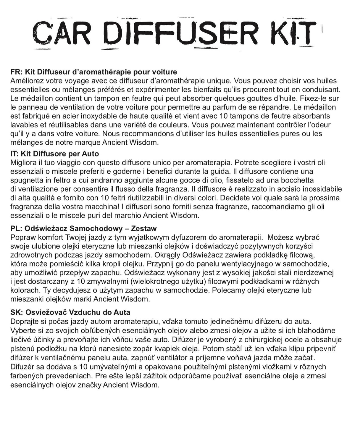 Car Diffuser Kit - Dragonfly - 30mm
