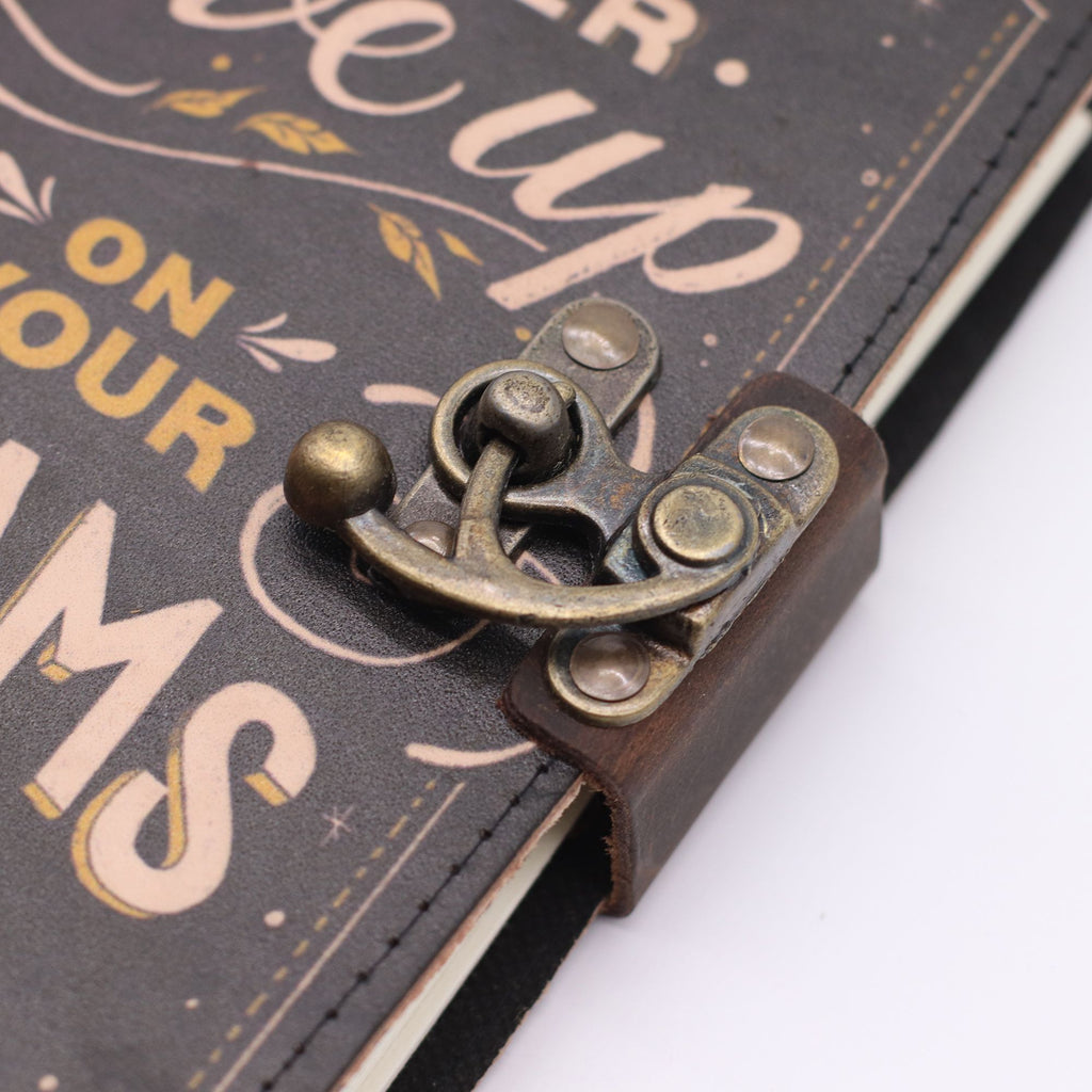 Leather Printed Notebook – Never Give Up On Your Dreams
