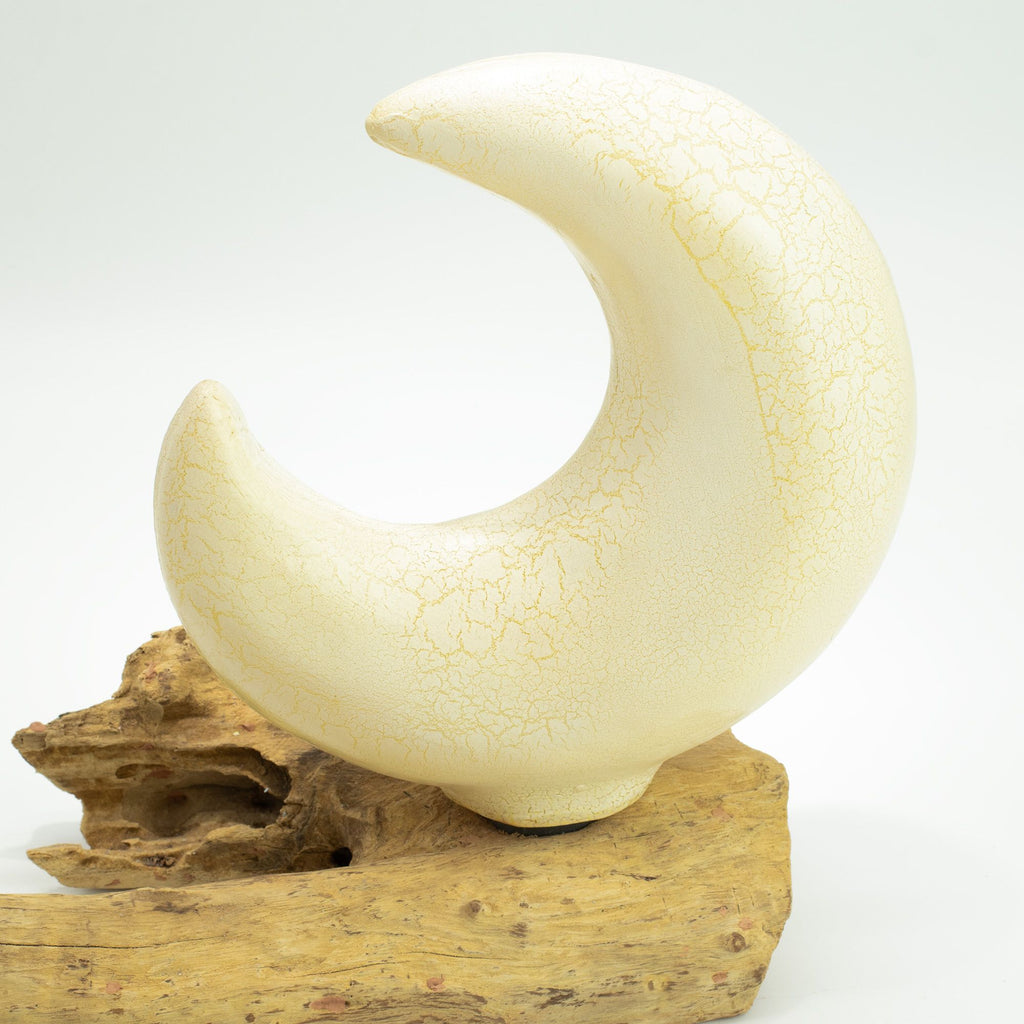 DriftGlow Lamp Crackle Half Moon Shade - Grey
