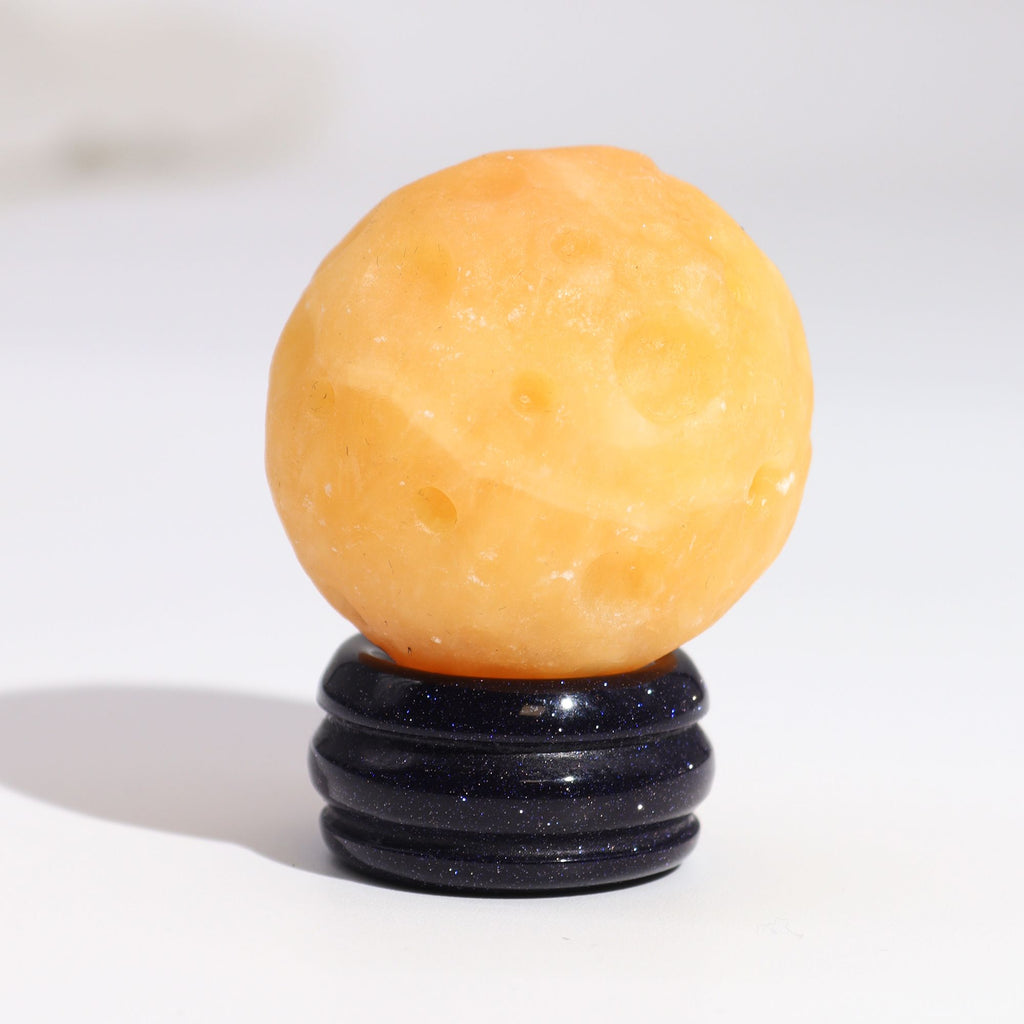 Yellow Jade Planet on a Sola Goldstone Stand - Saturn