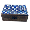 Blue Stars - Medium Ceramic Glazed Wood Box