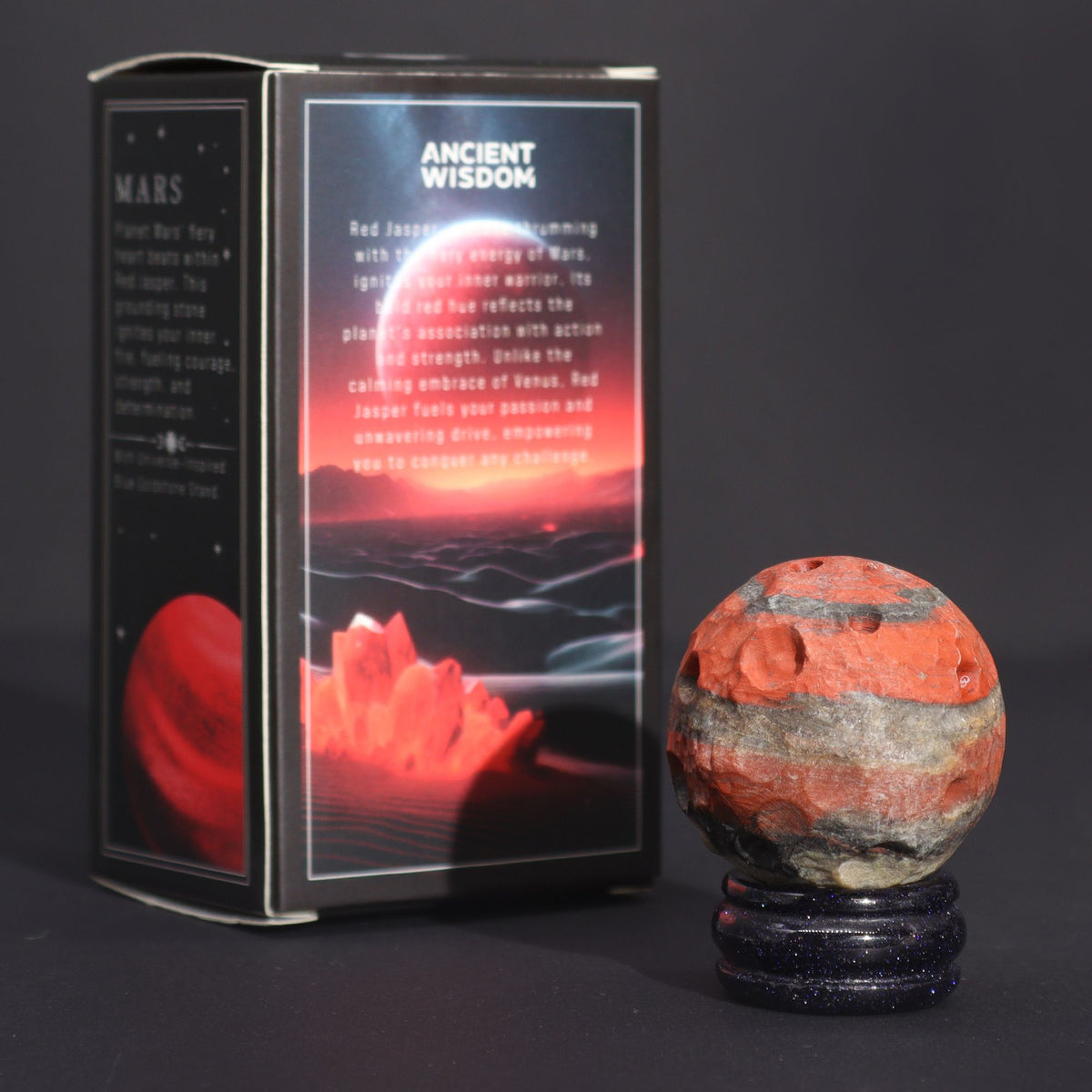 Red Jasper Planet on a Sola Goldstone Stand - Mars