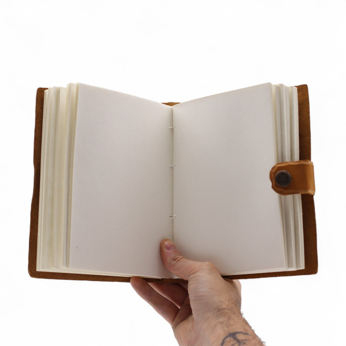 Leather Embossed Notebook – Tan Floral Pattern –  17.8×12.7 cm