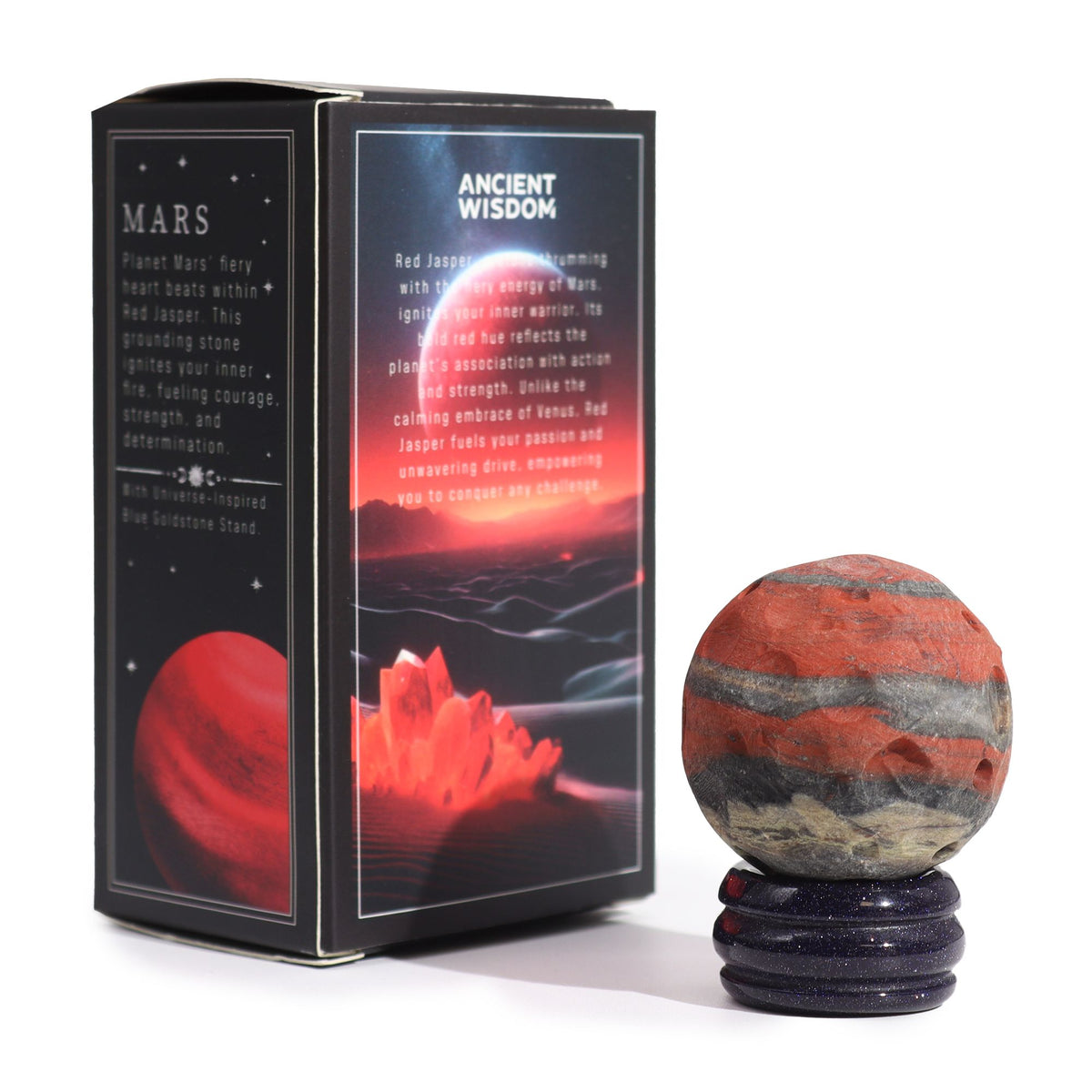 Red Jasper Planet on a Sola Goldstone Stand - Mars