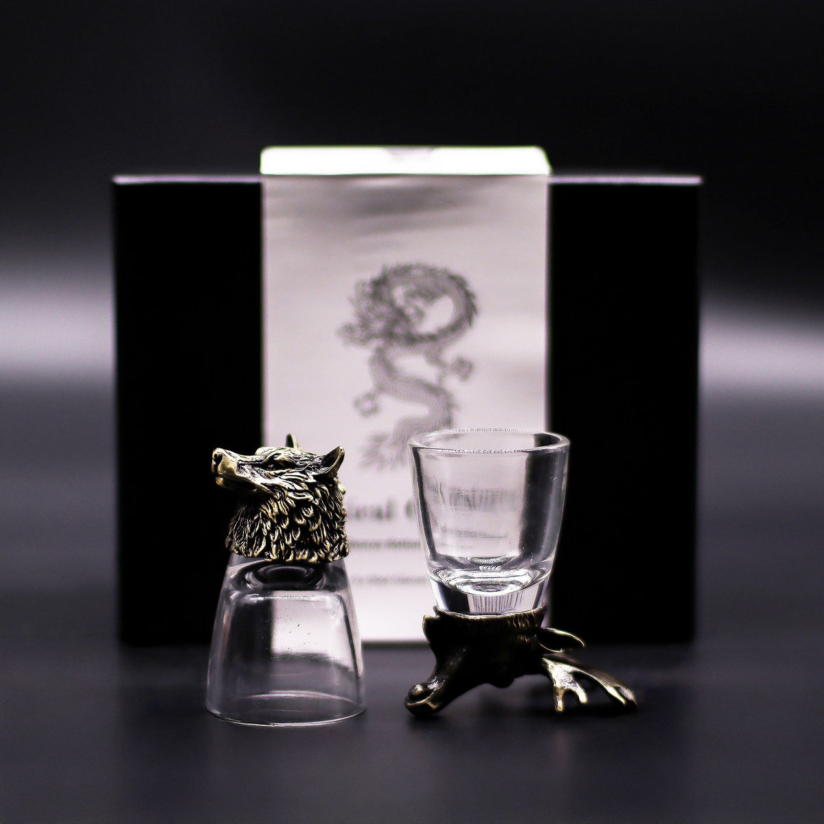 Gift Set of 6 Shot Glasses (50ml) - Wild Forest Creatures - Antique Bronze