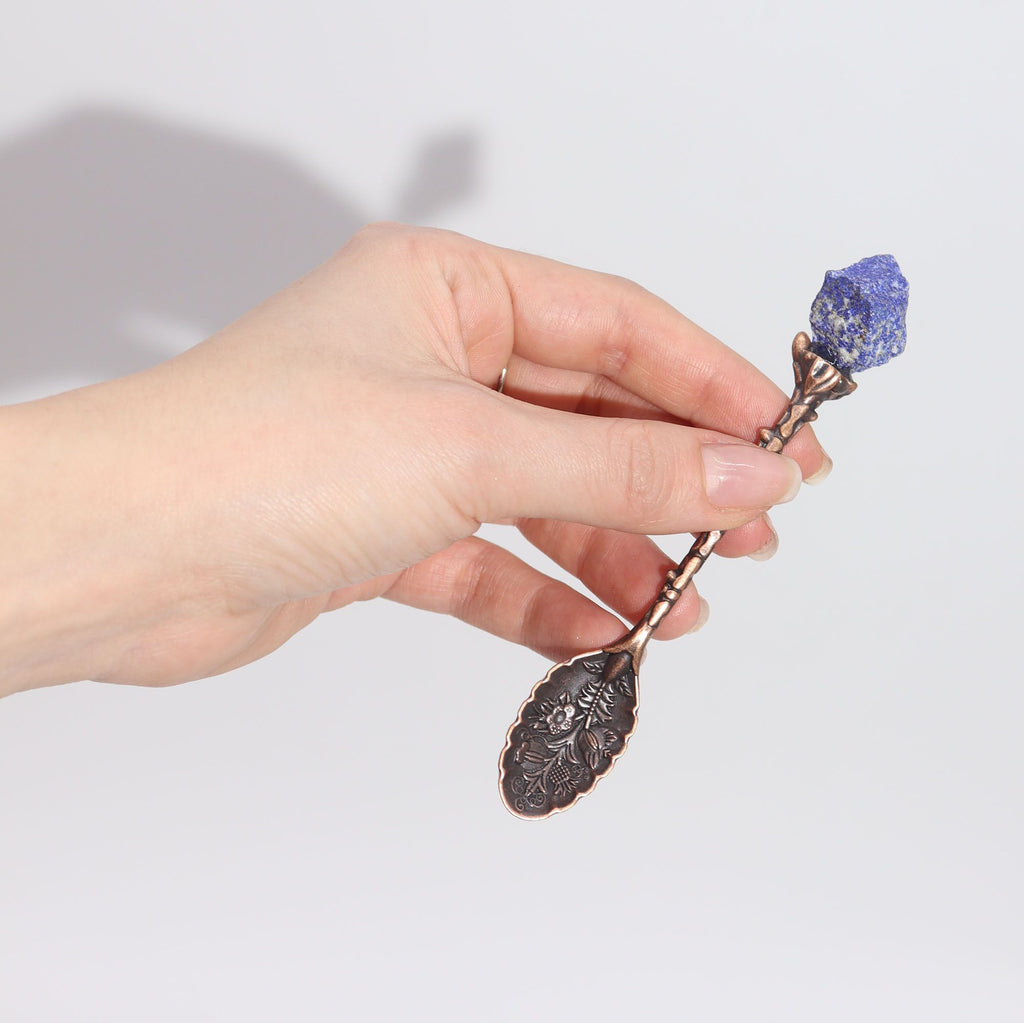 Set of 7 Bronze Gemstone Crystal Witch Spoons
