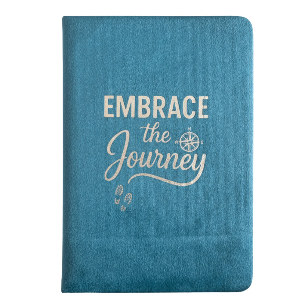 Light Blue Velvet Notebook - Embrace The Journey